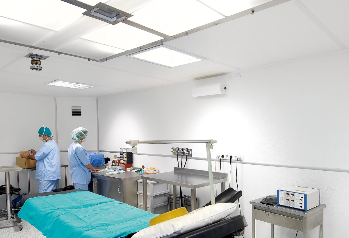 Aegean University Hospital delivery room GRP laminates for hygienic walls and ceilings
